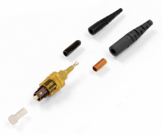 -5-050-51 Corning UniCam®, ST Male, Multimode 50/125, OM2 Compatible, Ceramic Ferrule, High-Performance (Disassembled view)