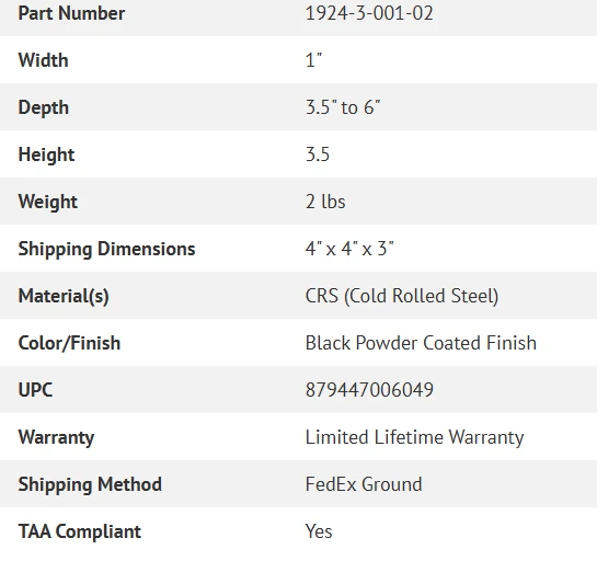Specification Chart