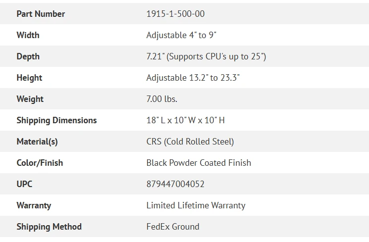 spec chart