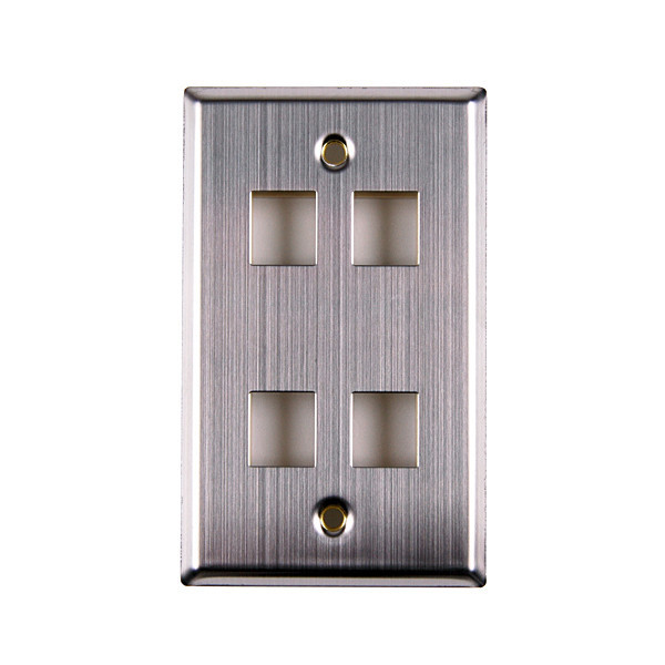 FPQUAD-SS - Four Port Flush Mount Faceplate - Stainless Steel