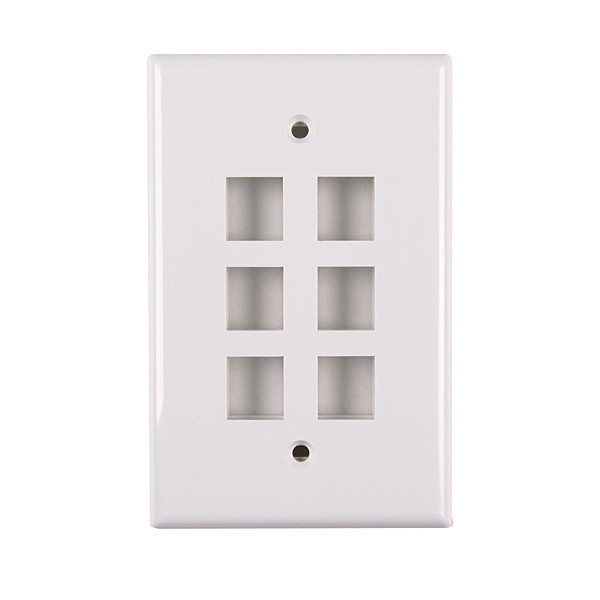 Single Gang Faceplate, Standard Style with Six Ports