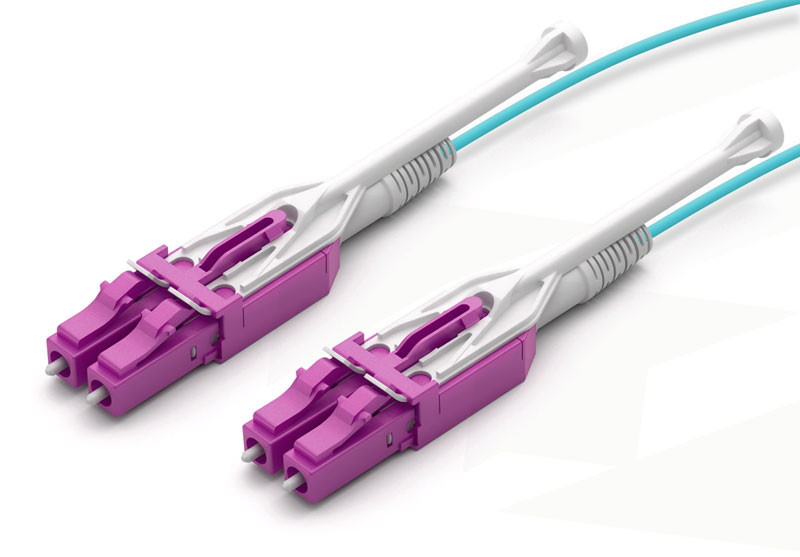 TAA Compliant Fiber Patch Cable, LC-LC, UPC, Multimode 50/125 Micron OM4 Fiber, Senko Uniboot & 3 sets of Pull Tabs 2.0mm OFNR Rated - Image 1