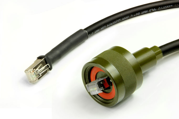 その他 RT-56890 Ruggedized Ethernet Cable RJ-45, Cat5, Zinc Nickel, Plug to Connector