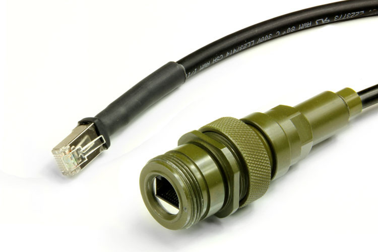 RRZSSP5EUSCFBK-003 - Ruggedized RJ-45 Cable, Shielded Cat5, Zinc Nickel, Receptacle to Connector