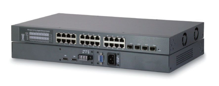 24-Port Stackable L2 Gigabit Ethernet Switches w/4 SFPs & PoE+