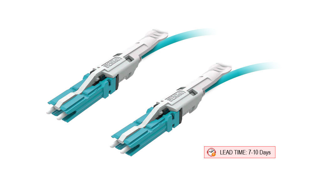 Fiber Patch Cable, CS-CS, UPC, Multimode 50/125 Micron OM3 Fiber, Senko CS 55mm, Pull Tab, 2.0mm MicroDual OFNR Rated