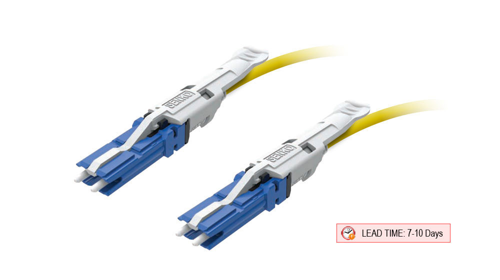 TAA Compliant Fiber Patch Cable, CS-CS, UPC, Singlemode 9/125 Micron OS2 Fiber, Senko CS 55mm, Pull Tab, 2.0mm MicroDual OFNR Rated - Image 1