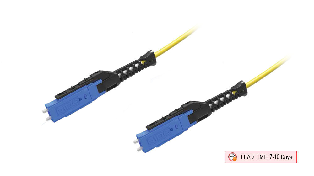 Fiber Patch Cable, MDC-MDC, UPC, Singlemode 9/125 Micron OS2 Fiber, 1.6mm MicroDual OFNR Rated