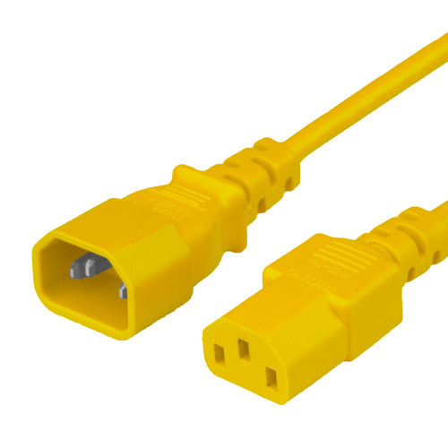 Power Cord, C14 to C13, 18/3 AWG, SVT Jacket, Yellow, 1.5 Foot