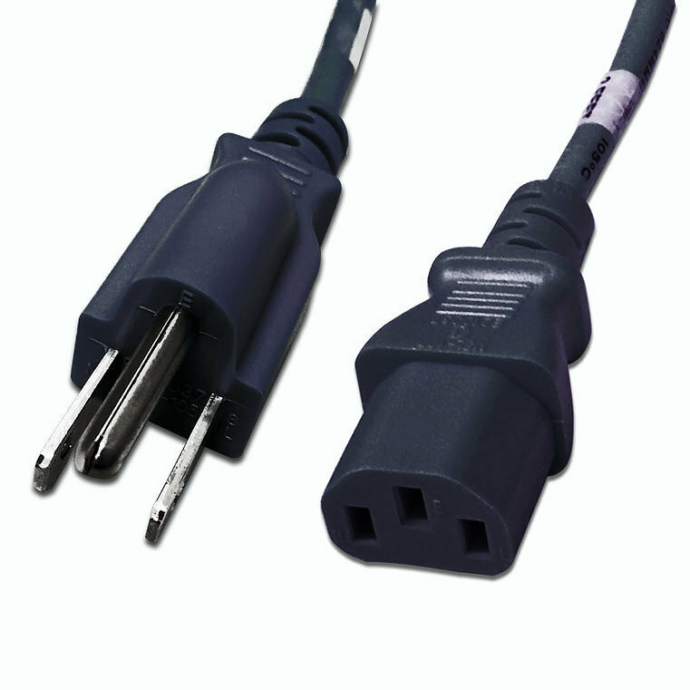 PWR-3PVL-11BK-002F - 5-15P to C13 Power Cable - 2ft Black 10Amp Power Cord
