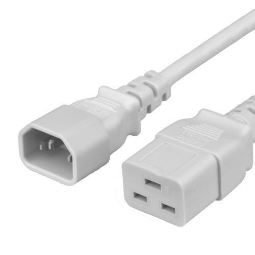 Power Cord, C14 to C19, 14/3 AWG, 15Amp, 250V SJT Jacket, White, 10Foot