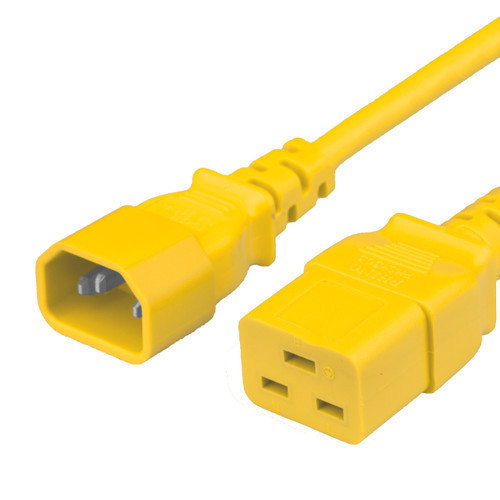Power Cord, C14 to C19, 14/3 AWG, 15Amp, 250V SJT Jacket, Yellow, 10 Foot