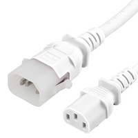 P-Lock Secure Locking Power Cord, C14 (P-Lock) to C13, 14 AWG, 15 Amp, 250V, SJT Jacket, White