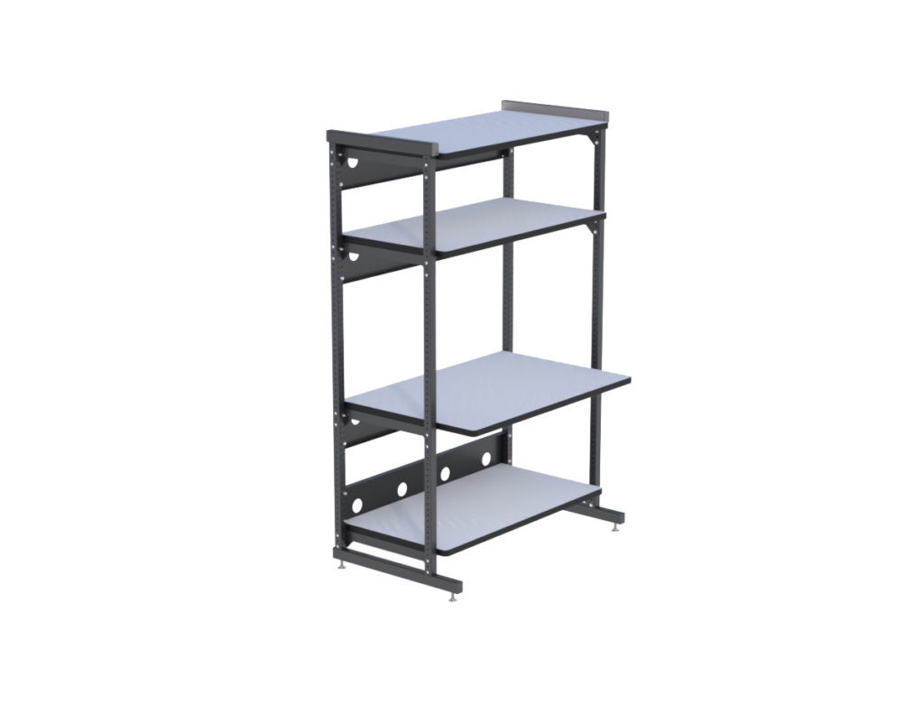 7100-1-100-48 - Configured 4-Post 4 Shelf LAN Rack - 48"