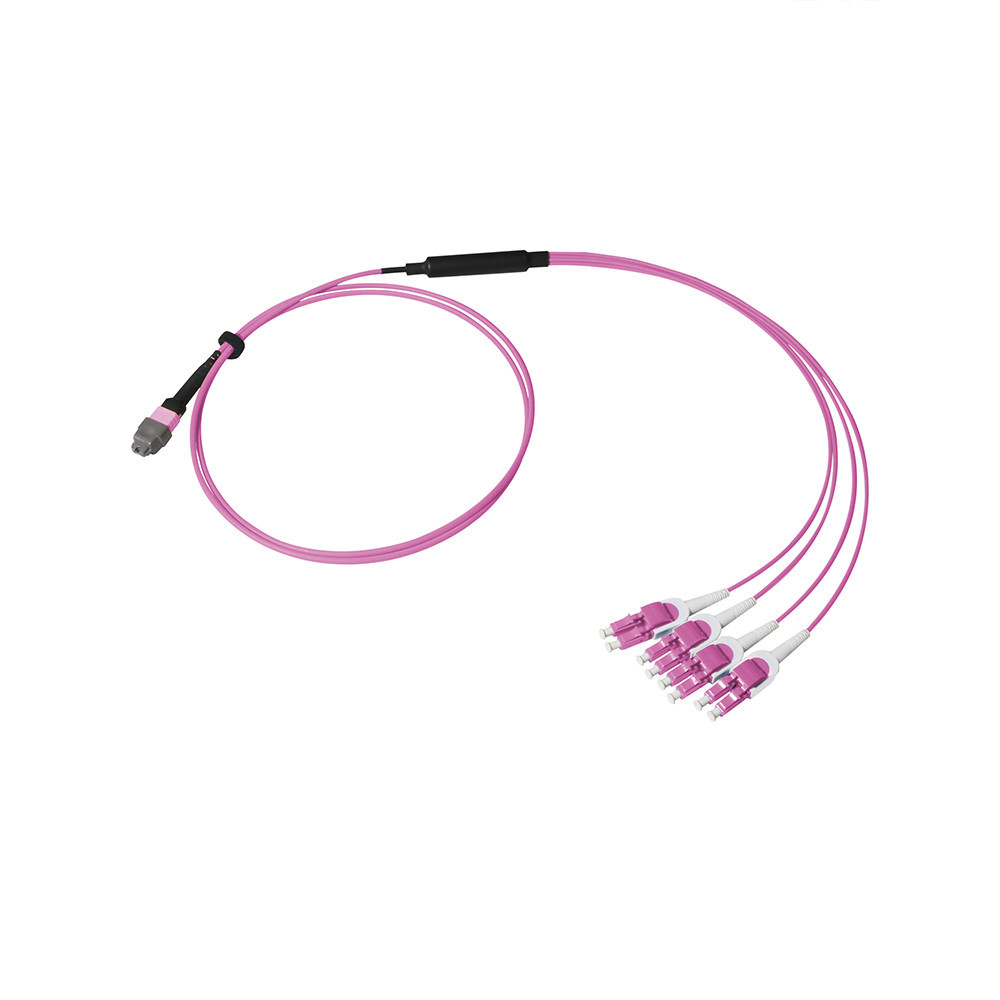 Breakout Cable, MTP® Elite/UPC to LC Ezconn Uniboot, OM4 Multimode 50/125 Micron, 8 Fiber