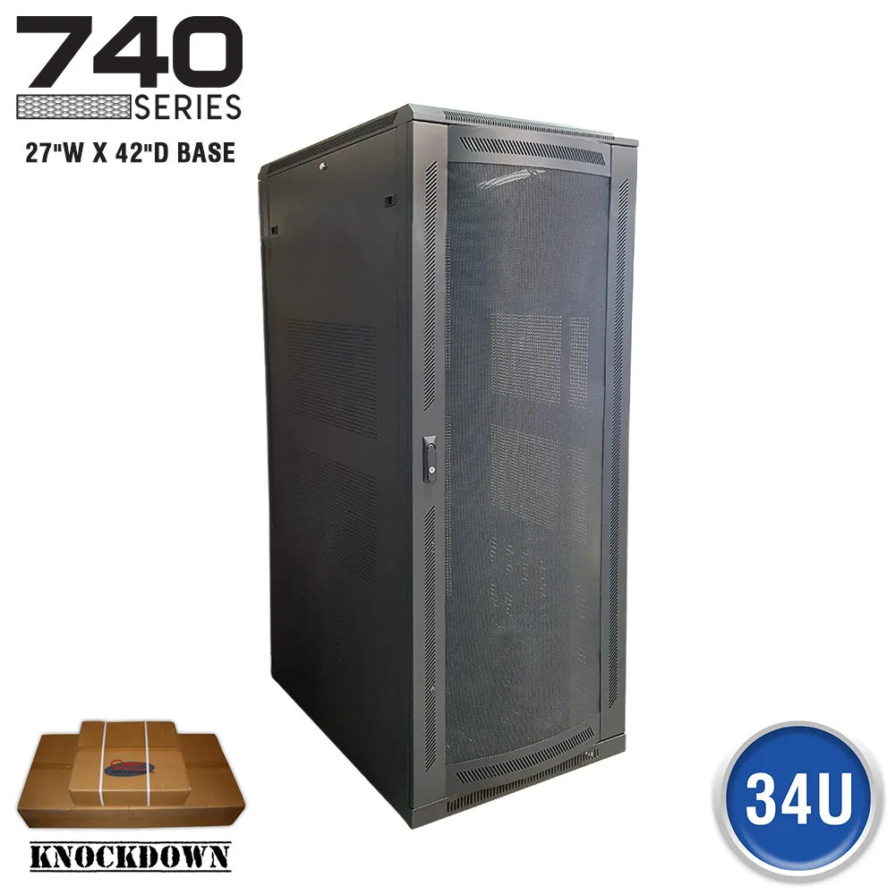 740 Series, 34U, Floor Enclosure W/ Mesh Door – 27″W X 42″D