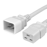 Power Cord, C20 to C19, 14/3 AWG, 20 Amp, 250V SJT White Jacket (both ends)