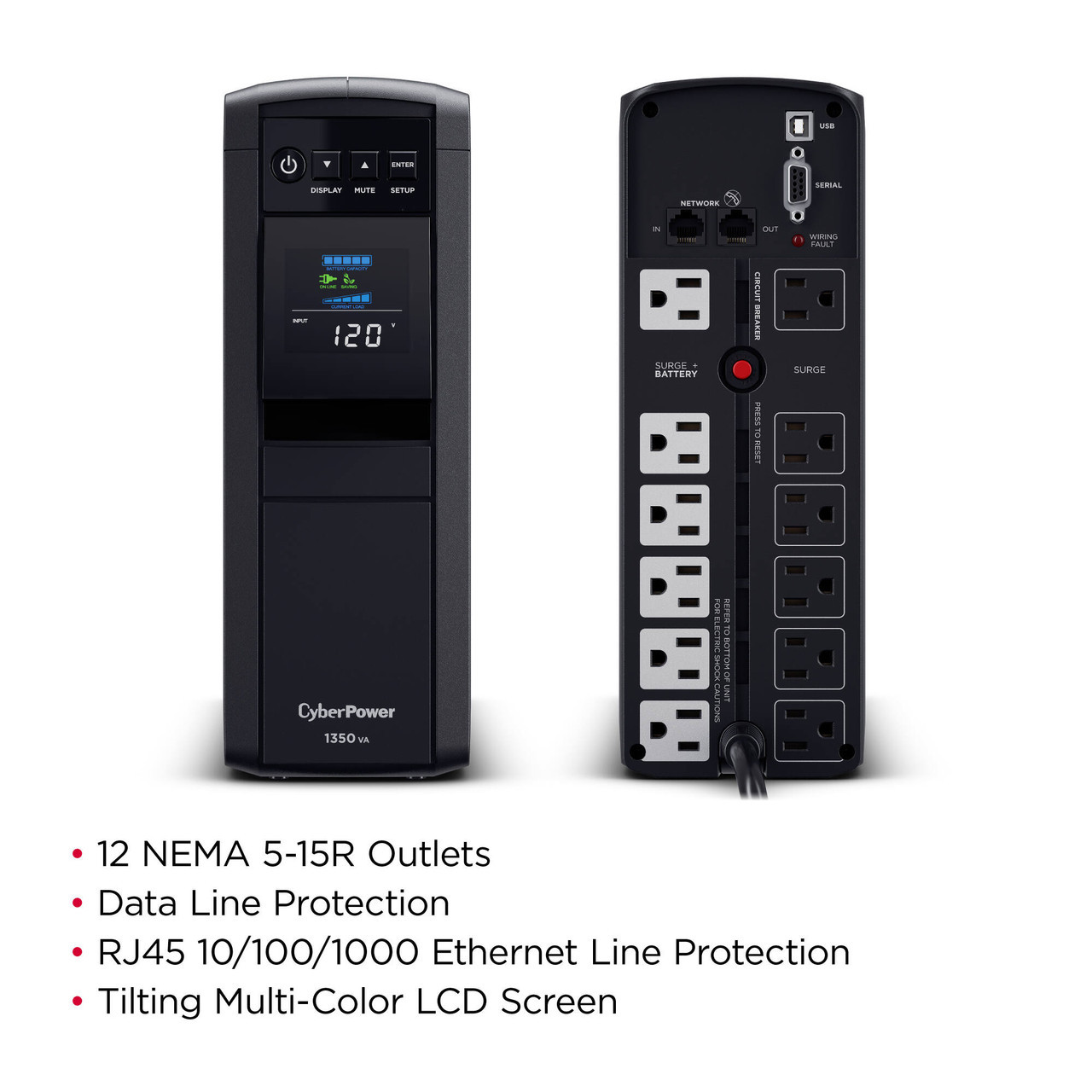 CyberPower 1350VA CP PFC UPS Pure SineWave - CablesPlusUSA