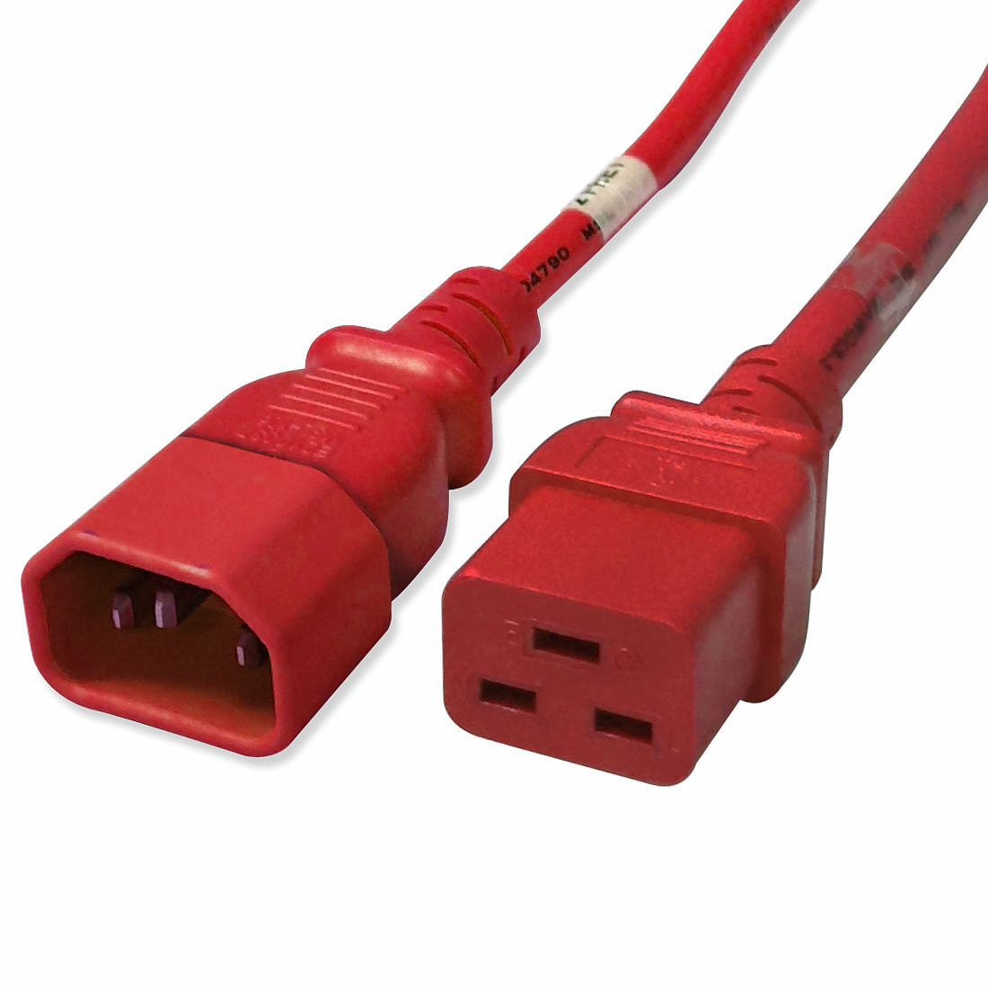 C14 to C19 Power Cable - 6ft Red 15Amp Power Cord