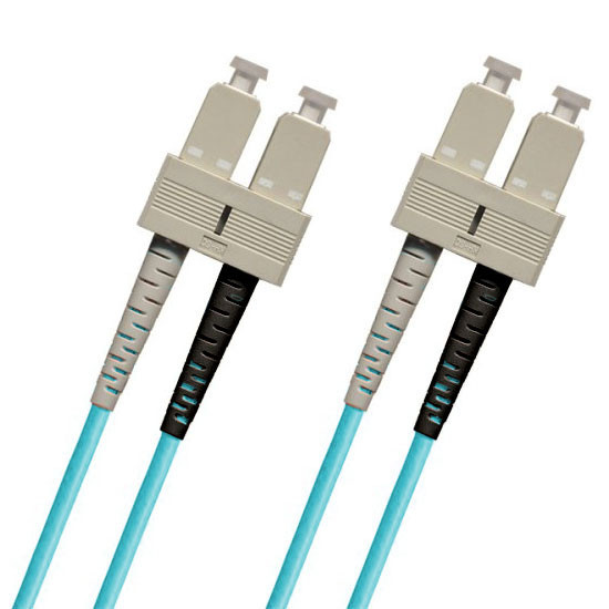 TAA Compliant Fiber Patch Cable, SC-SC Fiber Patch Cable, Multimode 50/125 10 Gig OM3, Duplex, aqua