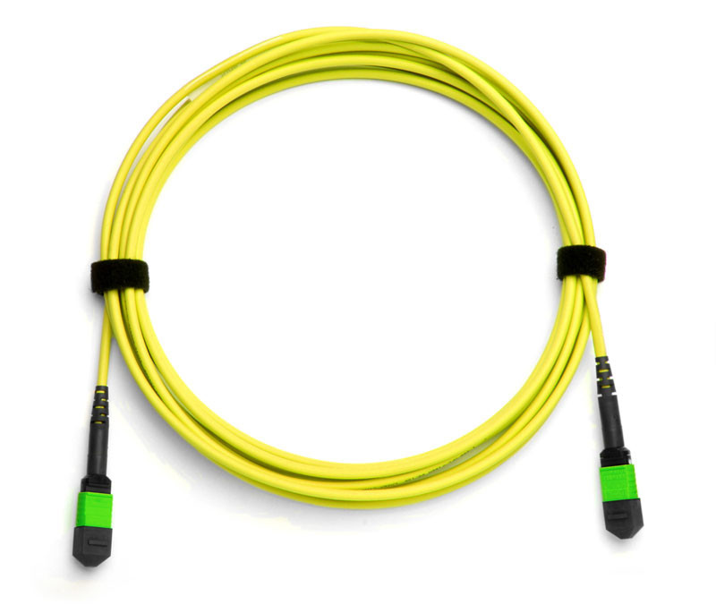 QSFP to SFP+ Fiber Cable, MTP 12/APC (F) - MTP 12/APC (F), 8 Fiber, OFNP, 9/125 OS2, Indoor, Nanocore 3.0mm, Yellow Jacket