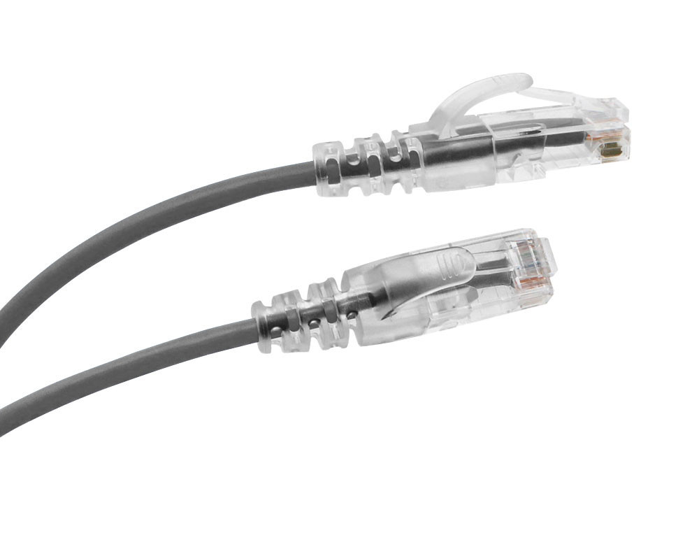 UL828-802GY-CG - 2Ft Cat6A Slim Jacket Unshielded (UTP) Ethernet Cable - Gray - 10 Pack