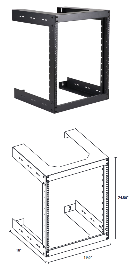 12U Wall Mount Open Frame Equipment Rack