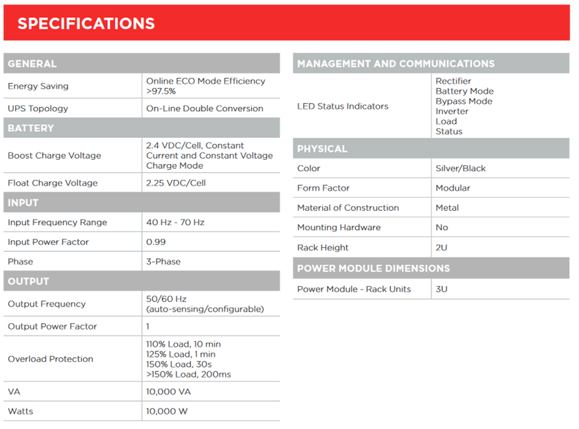 SM10KAPMA - CyberPower Power Module 10KVA/10KW Double Conversion Online High Density 2U PF=1 for 3-Phase UPS - Image 3