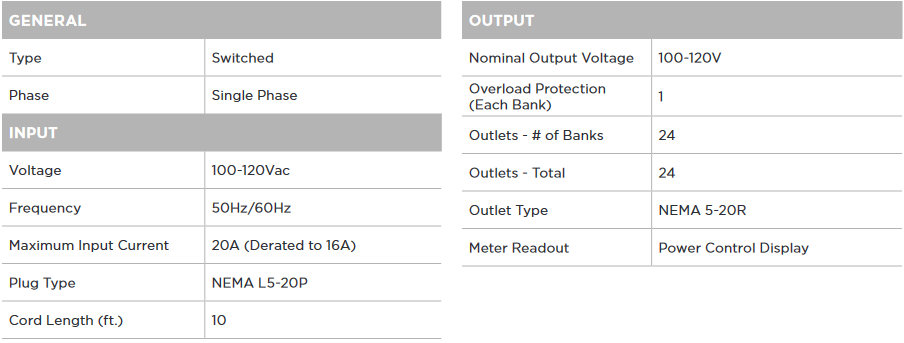 Switched PDU 41003 Product Specifications