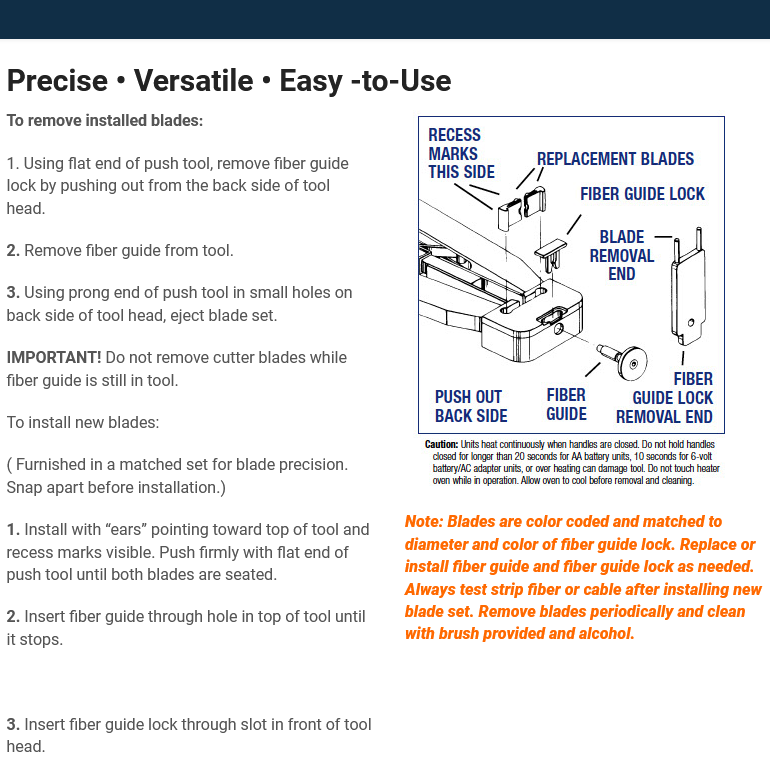 Instructions of remove installed blades & Install new blades