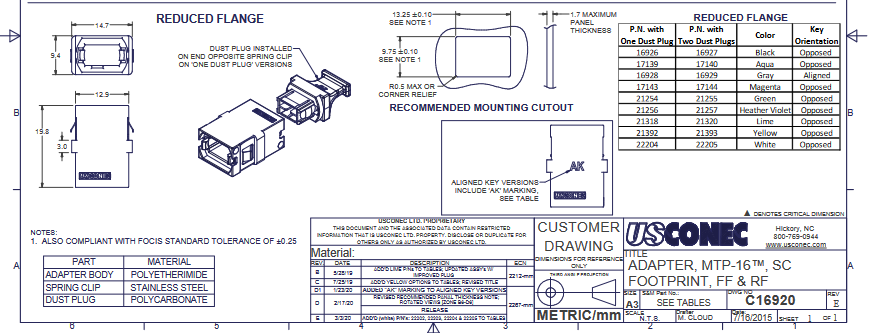 ADAPTER, MTP-16™, SC FOOTPRINT, REDUCED FLANGED - Image 2