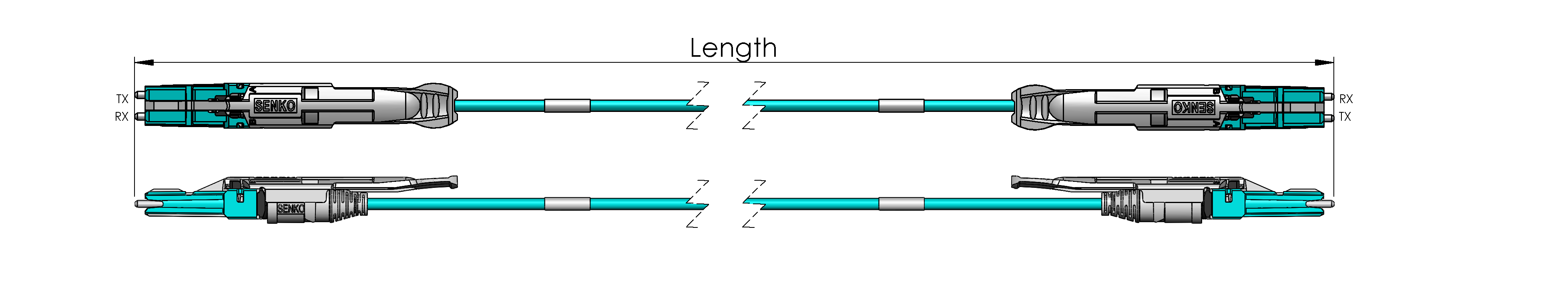 TAA Compliant Fiber Patch Cable, CS-CS, UPC, Multimode 50/125 Micron OM3 Fiber, Senko CS 55mm, Pull Tab, 2.0mm MicroDual OFNR Rated - Image 3