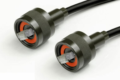 Ruggedized Shielded Cat5 RJ-45 Cable, Black, Non-Shielded Plugs
