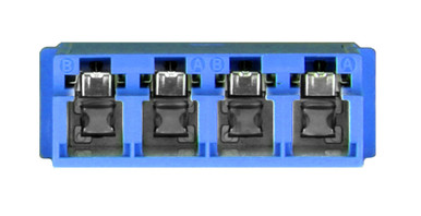 Blue LC Quad Coupler w/ Internal Shutter | Cables Plus USA