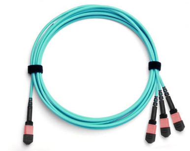 Single MTP/MPO to 3 MTP/MPO Fiber Optic Fanout Cable, MM OM4