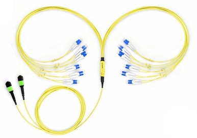 24-Fiber Dual MTP/MPO to LC Fiber Optic Fanout Cable, Singlemode OS2