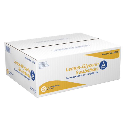Oral Swabstick Dynarex Foam Tip Lemon Glycerin, 3/PK 25PK/BX 10BX/CS