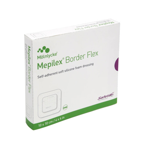 Foam Dressing Mepilex Border Flex 4 X 4 Inch Square Adhesive with Border Sterile, 5/BX 10BX/CS