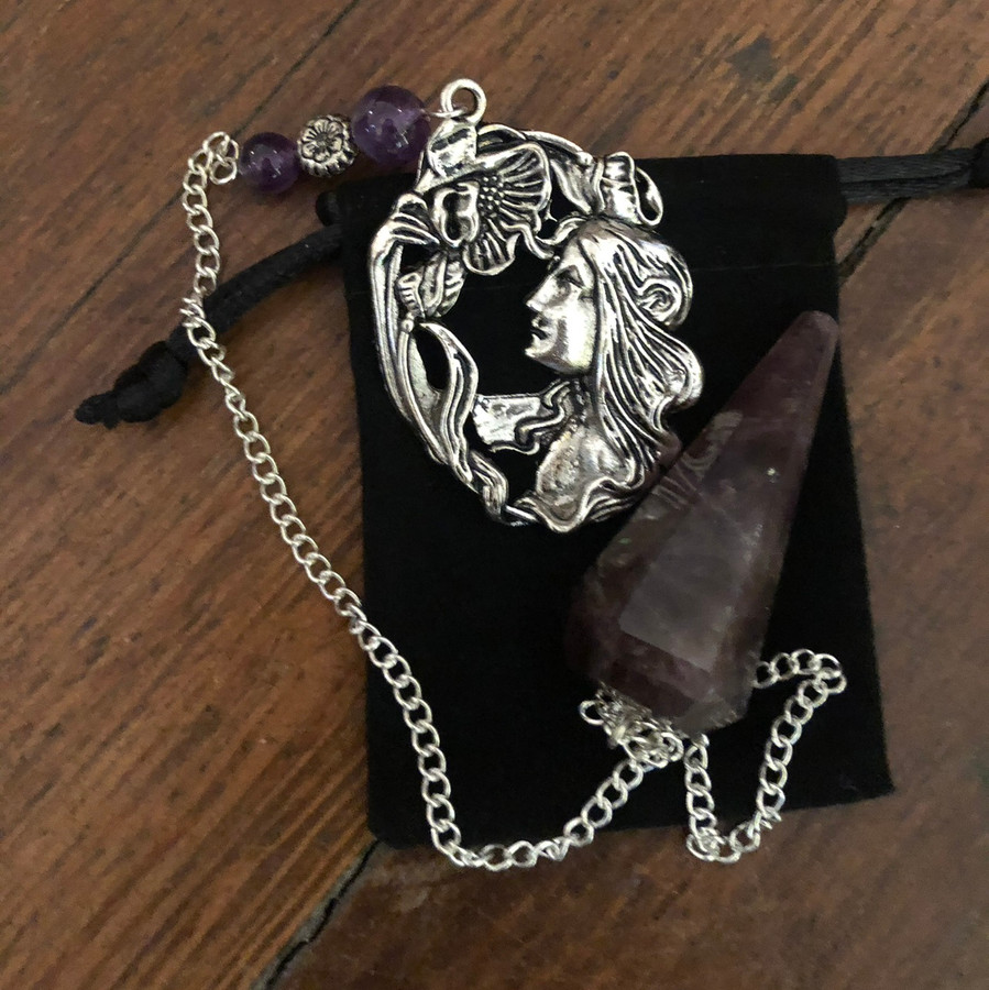 Amethyst Pendulum with Nature Goddess