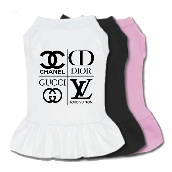 Multi Designer Dog Dress Coco Chanel, Dior, Gucci, Vuitton