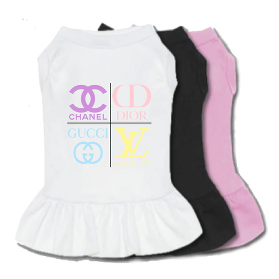 Multi Designer Dog Dress Coco Chanel, Dior, Gucci, Vuitton