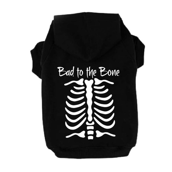 Bad to the Bone Skeleton Dog Hoodie-Dog Hoodie-TheHonestDog