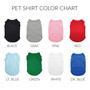 The Honest Dog Pet Shirt Color Chart