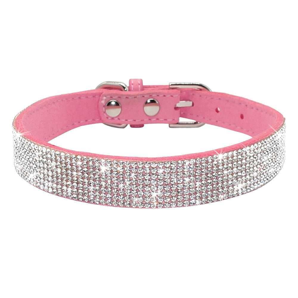 Real Rhinestone Bling Dog Collar 1 Grey Satin Four Sparkling Rows of  Faceted Diamonds Classy Metal Buckle Modern Elegant Diamante Pet Glam