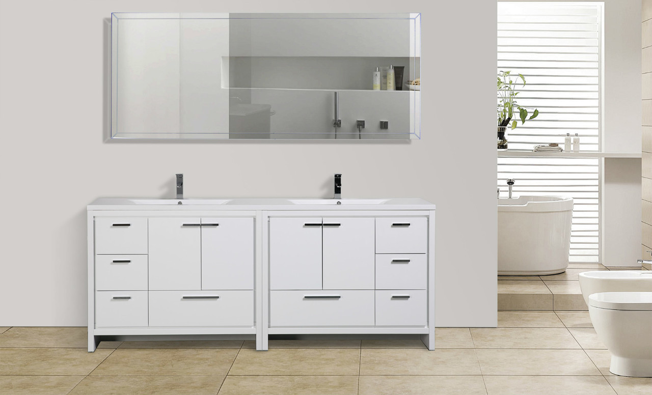Modern Bathroom Vanity Gloss Grey White Color