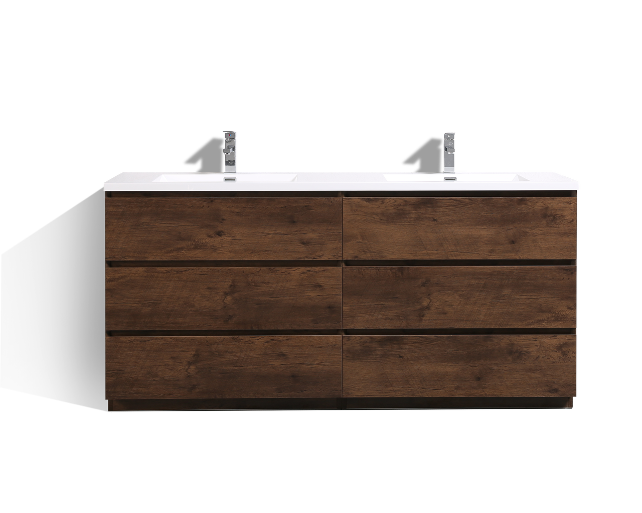 MOA 24'' ROSEWOOD MODERN BATHROOM VANITY W/ 3 DRAWERS AND ACRYLIC SINK