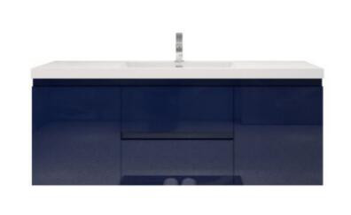 Moreno Mob 60 Single Sink High Gloss Night Blue Wall Mounted Modern Bathroom Vanity With Reeinforced Acrylic Sink Bathroom Vanities Wholesale Inc