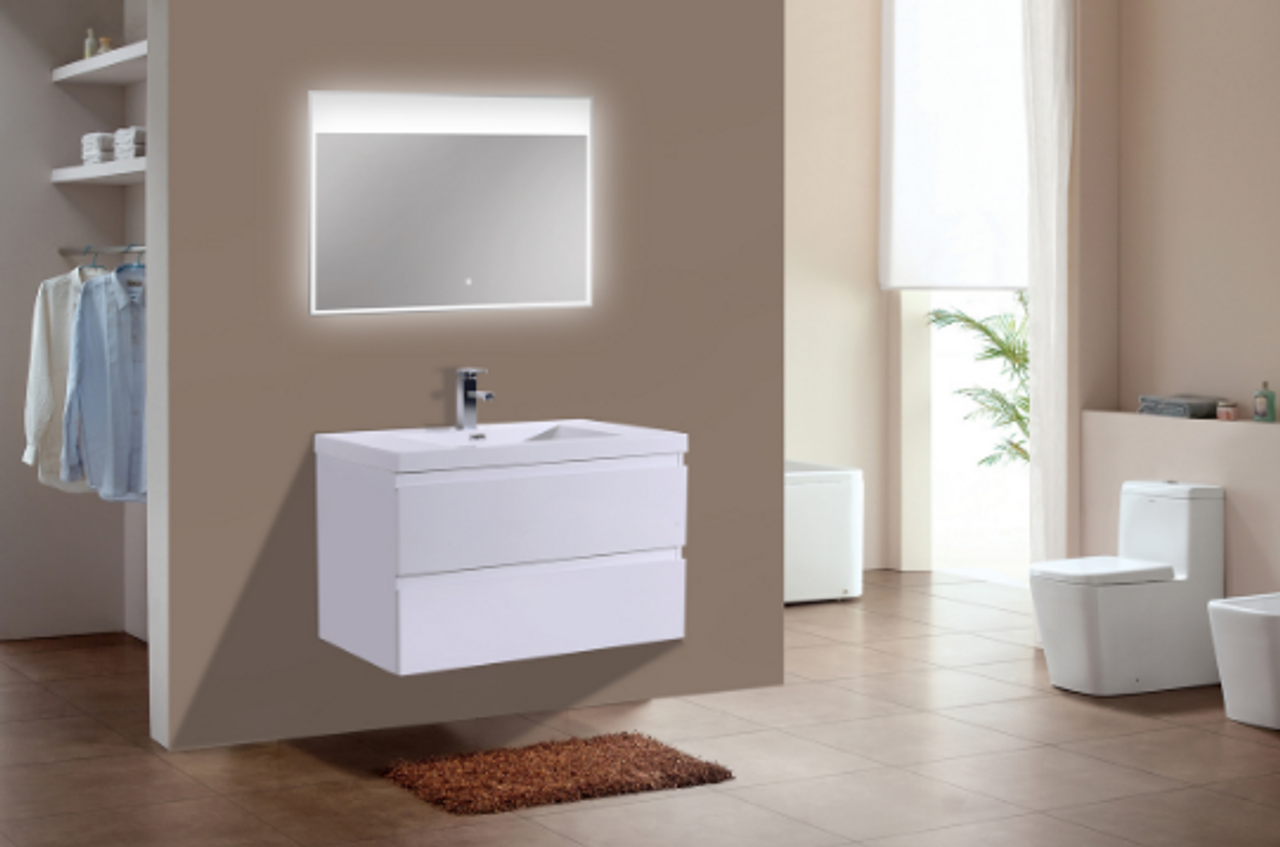Wall Mounted Bathroom Vanity White Gloss 48