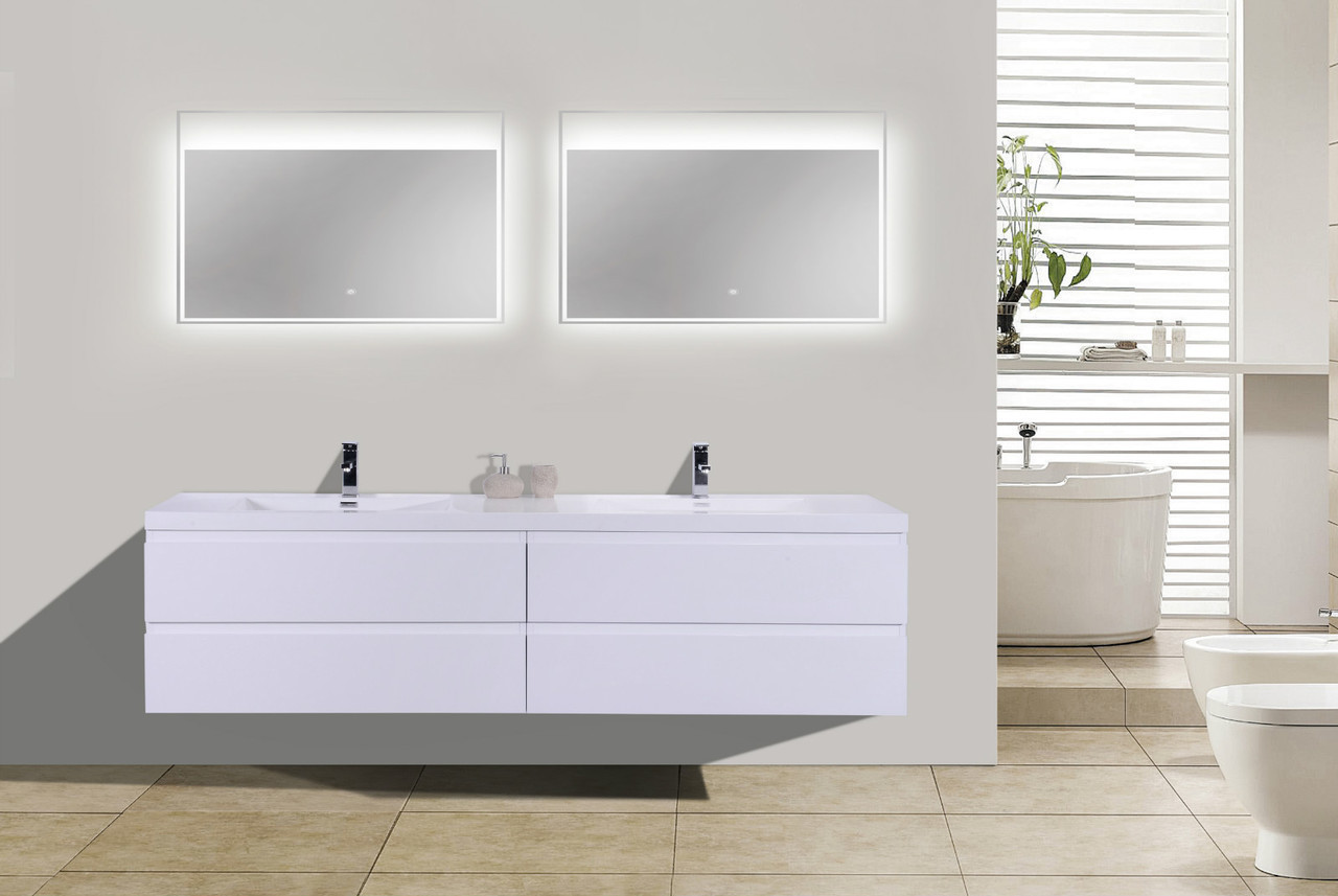 White Wall Mounted Bathroom Vanity