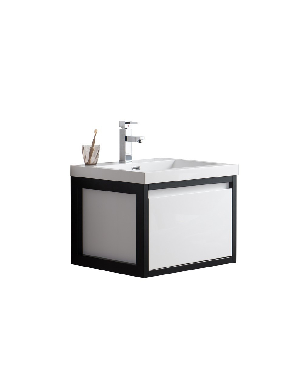 Lake 24 Glossy White Wall Hung Modern Bathroom Vanity With Matte